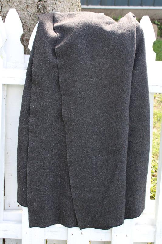 photo of vintage wool blanket, army or camp bunk blanket, heavy scratchy grey wool fabric #7