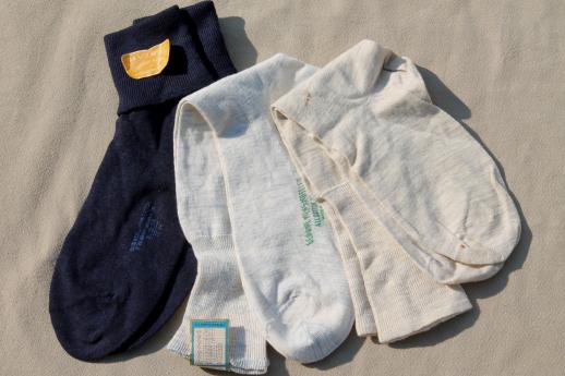 photo of vintage wool & cotton boot socks & anklets, old-fashioned hiking socks & sport socks #1