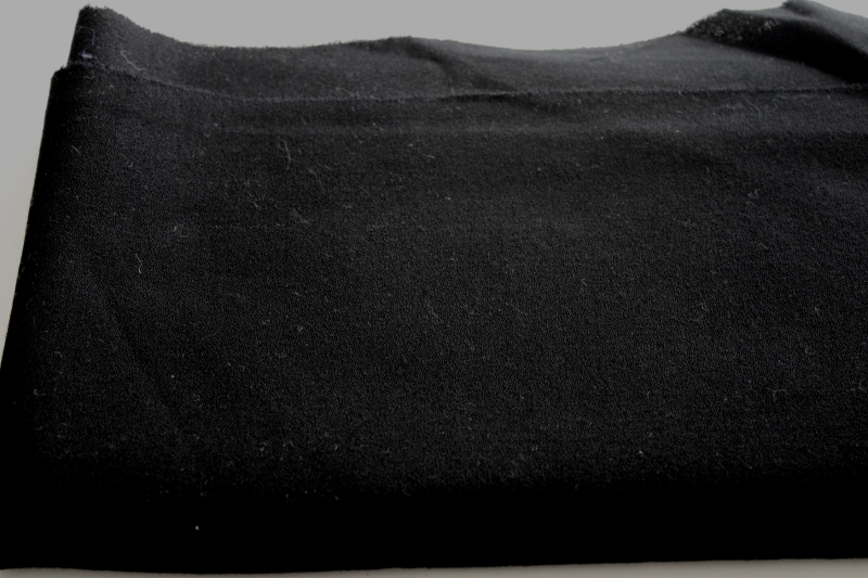 photo of vintage wool crepe fabric in classic black, dress evening bag sewing material #1