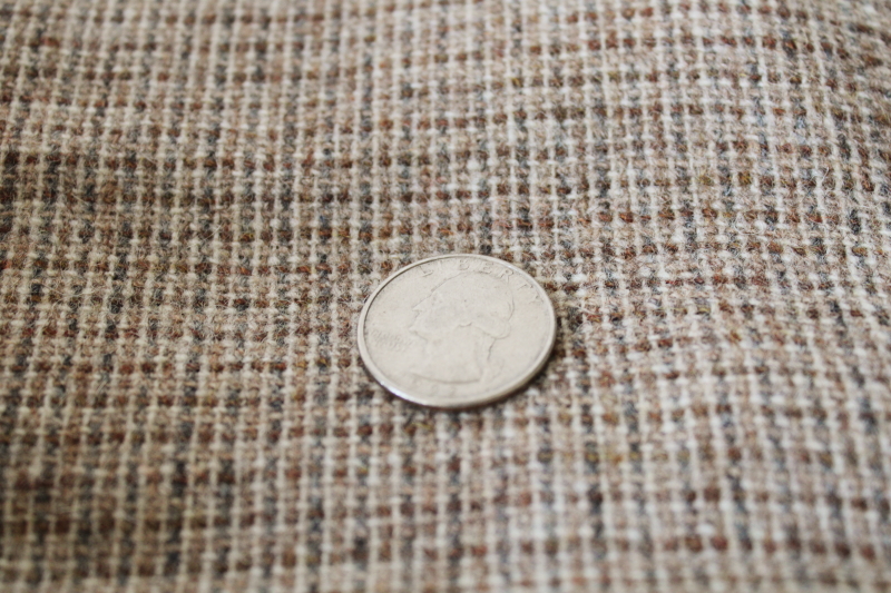 photo of vintage wool fabric, classic tweed in tan, brown, dark grey  #2