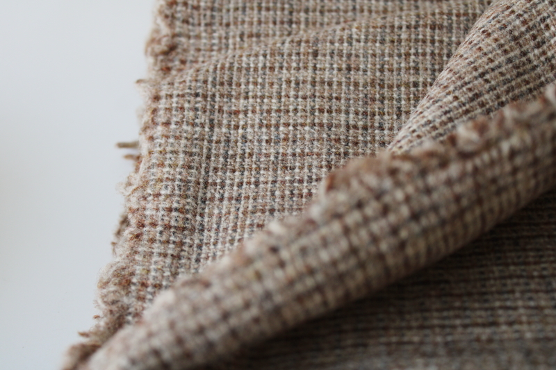 photo of vintage wool fabric, classic tweed in tan, brown, dark grey  #4