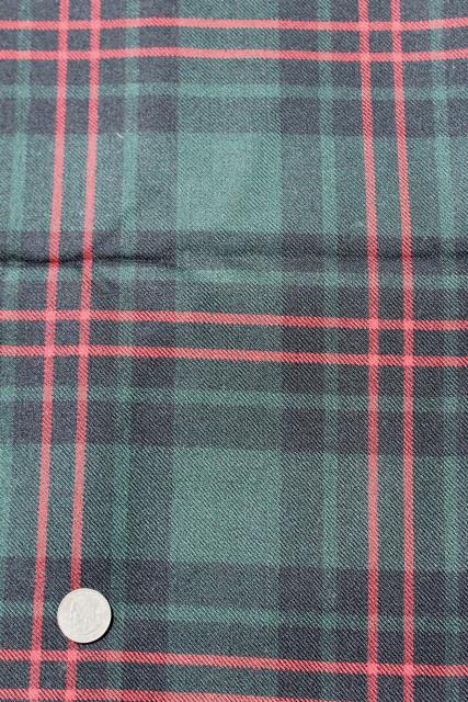 photo of vintage wool fabric, forest green & red tartan plaid fabric for shirts, kilts, home decor #4
