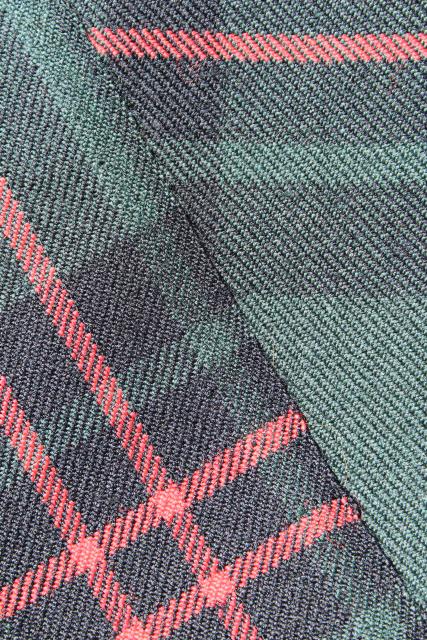 photo of vintage wool fabric, forest green & red tartan plaid fabric for shirts, kilts, home decor #5