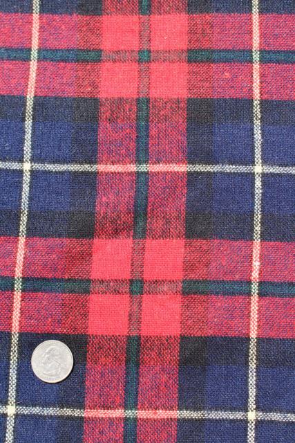 photo of vintage wool fabric, heavy tartan plaid blanket / work shirt fabric red and blue #2