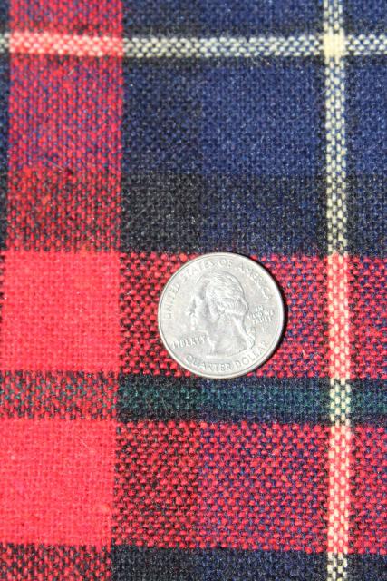 photo of vintage wool fabric, heavy tartan plaid blanket / work shirt fabric red and blue #3