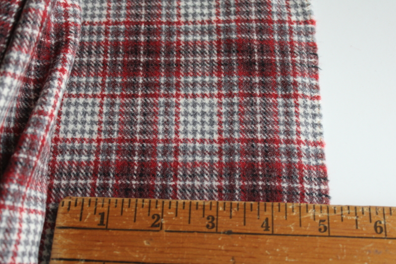 photo of vintage wool fabric, salvaged kilt skirt plaid wool for upcycle, burgundy gray ivory  #3