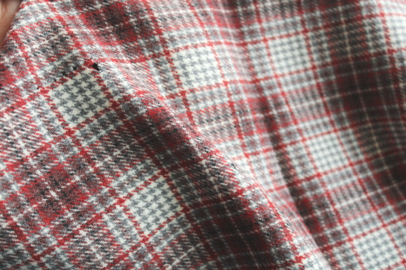 photo of vintage wool fabric, salvaged kilt skirt plaid wool for upcycle, burgundy gray ivory  #7