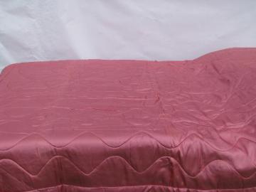 catalog photo of vintage wool filled rose-pink/blue quilted taffeta comforter duvet