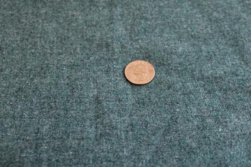 catalog photo of vintage wool flannel fabric for crafts or rugs, jade green grey heather color
