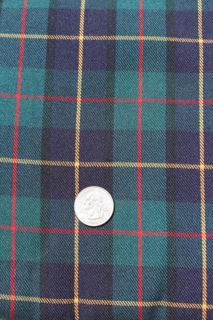 photo of vintage wool flannel shirting fabric, green, red, blue tartan plaid #4