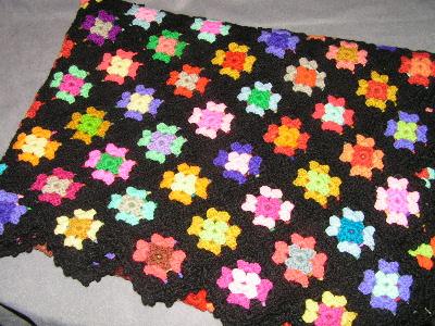 photo of vintage wool granny square afghan #1