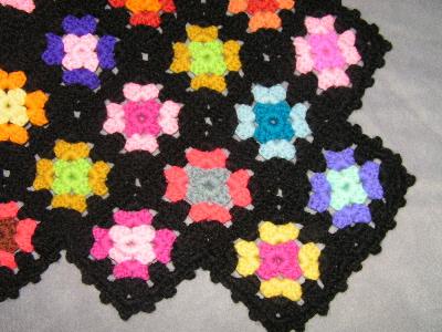 photo of vintage wool granny square afghan #2