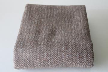 catalog photo of vintage wool herringbone tweed fabric 60 inches wide pure wool brown ivory 
