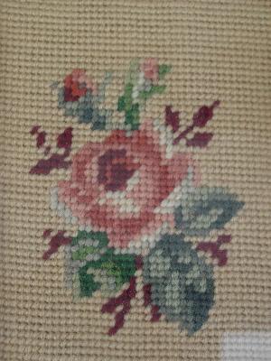 photo of vintage wool roses needlpeoints in old wood frames #3