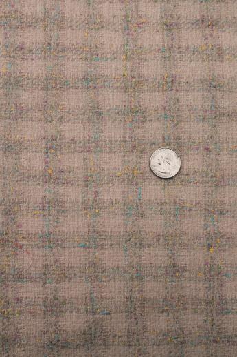 photo of vintage wool / silk blend suiting fabric, pastel tweed on buff rose tan #1