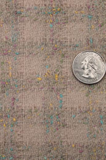 photo of vintage wool / silk blend suiting fabric, pastel tweed on buff rose tan #2