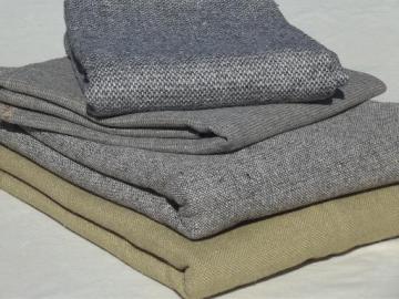 catalog photo of vintage wool tweed fabric lot, assorted tweeds for sewing or rugmaking