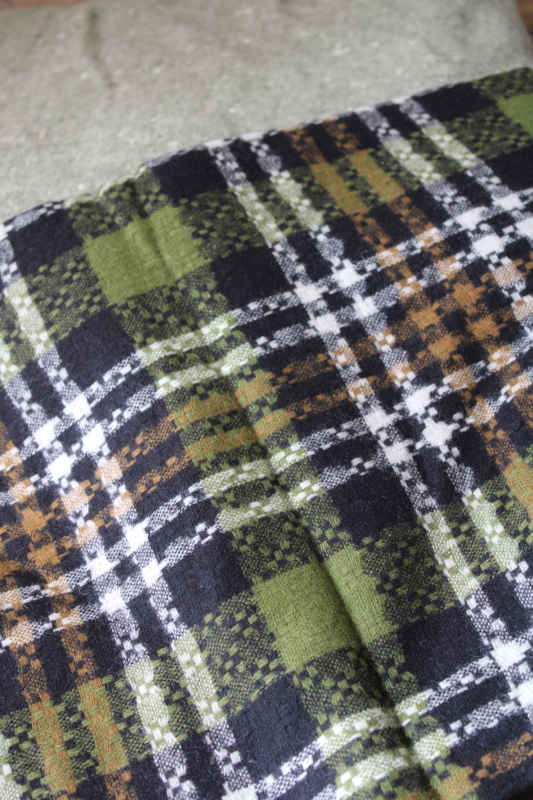 photo of vintage wool tweed fabric, suitings, lining fabrics lot greens & browns #5