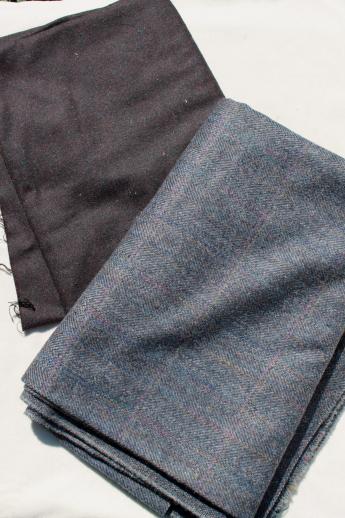 photo of vintage wool tweed & plaid wool fabric, tweeds & suiting fabric lot #8