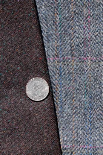 photo of vintage wool tweed & plaid wool fabric, tweeds & suiting fabric lot #9