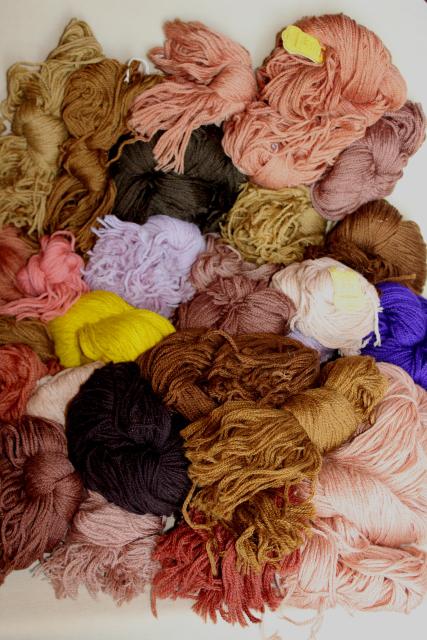 photo of vintage wool yarn, tapestry needlepoint or crewel embroidery thread hanks #1