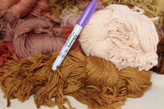 photo of vintage wool yarn, tapestry needlepoint or crewel embroidery thread hanks #2