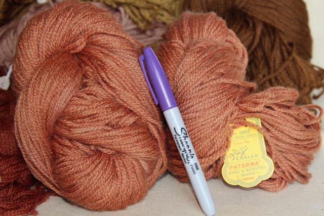 photo of vintage wool yarn, tapestry needlepoint or crewel embroidery thread hanks #5