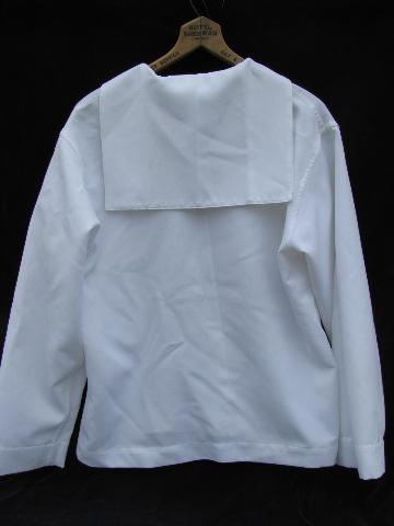 photo of vintage work white Navy jumper uniform, size 44R, Operations Specialist patch #4