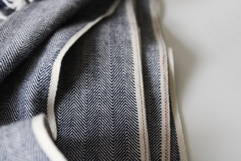 photo of vintage workwear fabric, fisher stripe cotton denim for pants or overalls #4