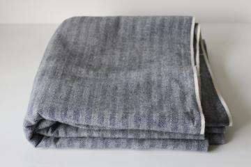 catalog photo of vintage workwear fabric, fisher stripe cotton denim for pants or overalls 