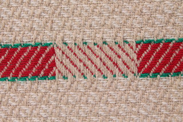 photo of vintage woven cotton coverlet, fringed bedspread striped Hudson Bay camp blanket colors #9
