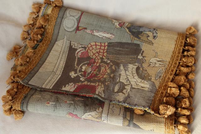 photo of vintage woven tapestry wall hanging w/ old Christmas scene, Germany or Scandinavia? #2