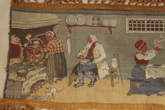 photo of vintage woven tapestry wall hanging w/ old Christmas scene, Germany or Scandinavia? #4