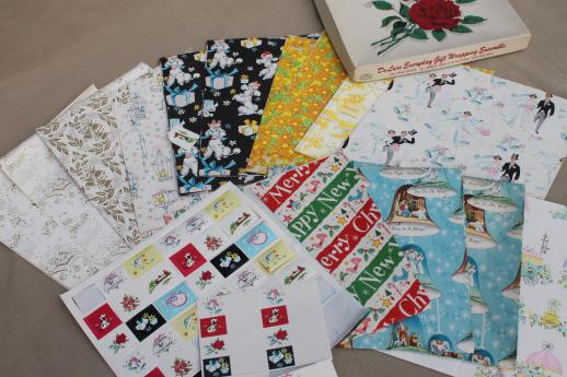 photo of vintage wrapping paper gift wrap sheets, retro holiday theme print art for crafting or graphics #1