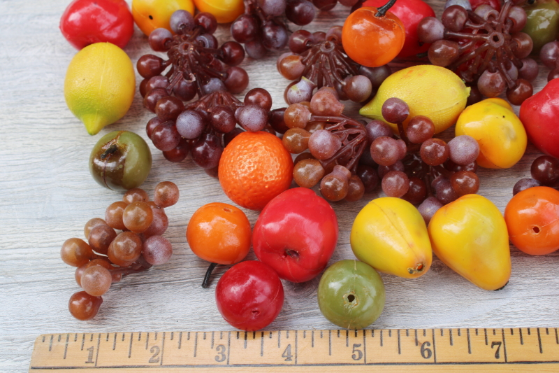photo of vintage wreath fruit lot miniature fruit & clusters of tiny rubbery grapes for wreaths, garlands, crafts  #4
