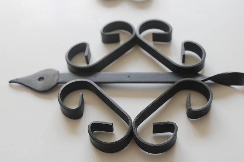 photo of vintage wrought iron wall sconces, old southwest style black metal wall hanging candle holders  #7