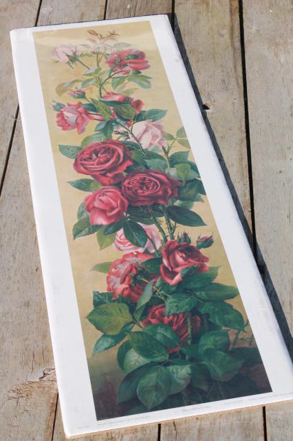 photo of vintage yard long prints, antique reproductions yard of puppies, study of roses #8