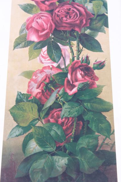 photo of vintage yard long prints, antique reproductions yard of puppies, study of roses #9