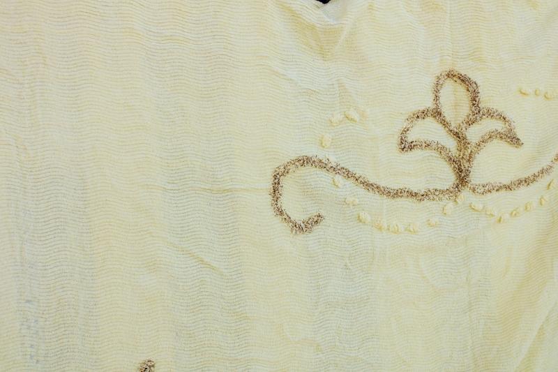 photo of vintage yellow cotton chenille bedspread, shabby cottage chic cozy granny style  #7