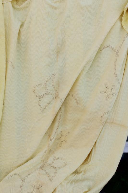 photo of vintage yellow cotton chenille bedspread, shabby cottage chic cozy granny style  #11