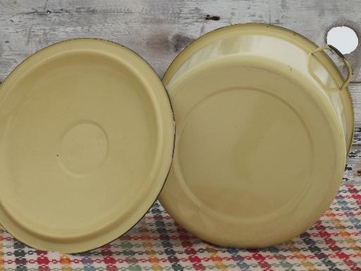 photo of vintage yellow enamelware canner / stock pot for hot water home canning #5