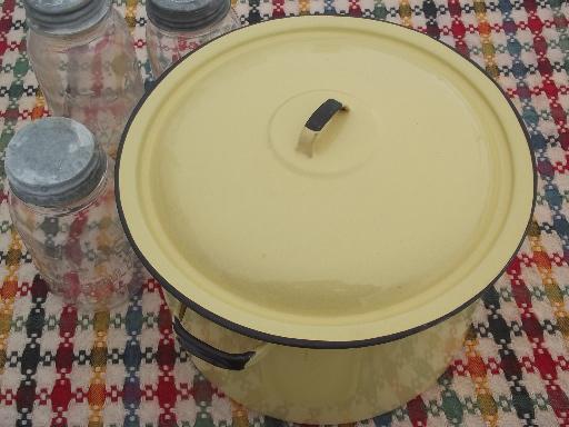 photo of vintage yellow enamelware canner / stock pot for hot water home canning #6