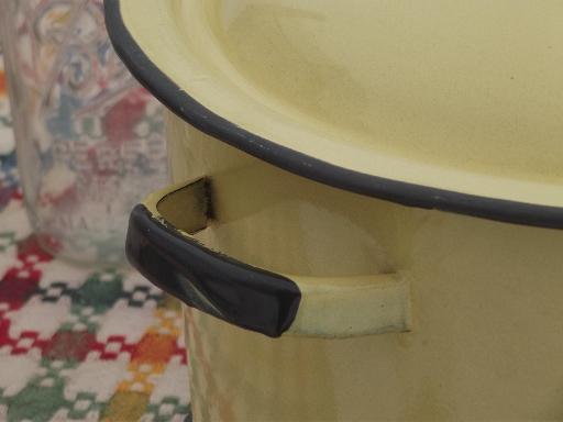 photo of vintage yellow enamelware canner / stock pot for hot water home canning #7