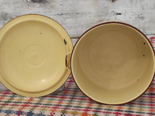 photo of vintage yellow enamelware canner / stock pot for hot water home canning  #5
