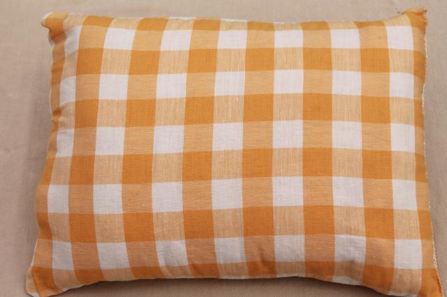 photo of vintage yellow gingham cushion, cottage style pillow w/ embroidery - dog family #5