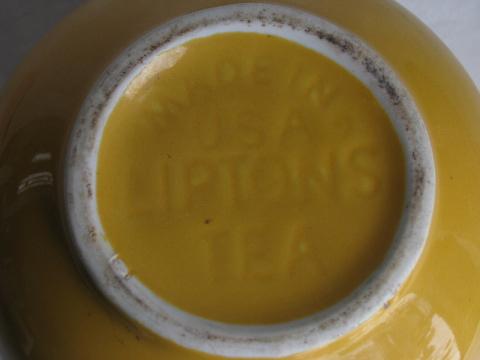 photo of vintage yellow glaze Hall pottery tea pot, made for Lipton's Tea #2