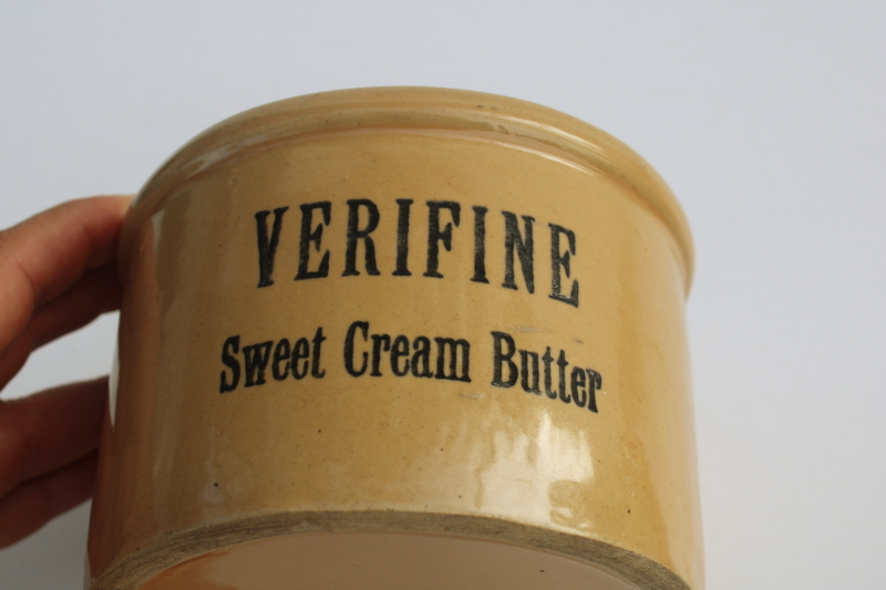 photo of vintage yellow ware stoneware crockery jar Verifine Sweet Cream Butter crock  #6