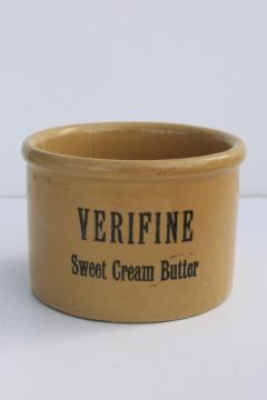 vintage yellow ware stoneware crockery jar Verifine Sweet Cream Butter crock 