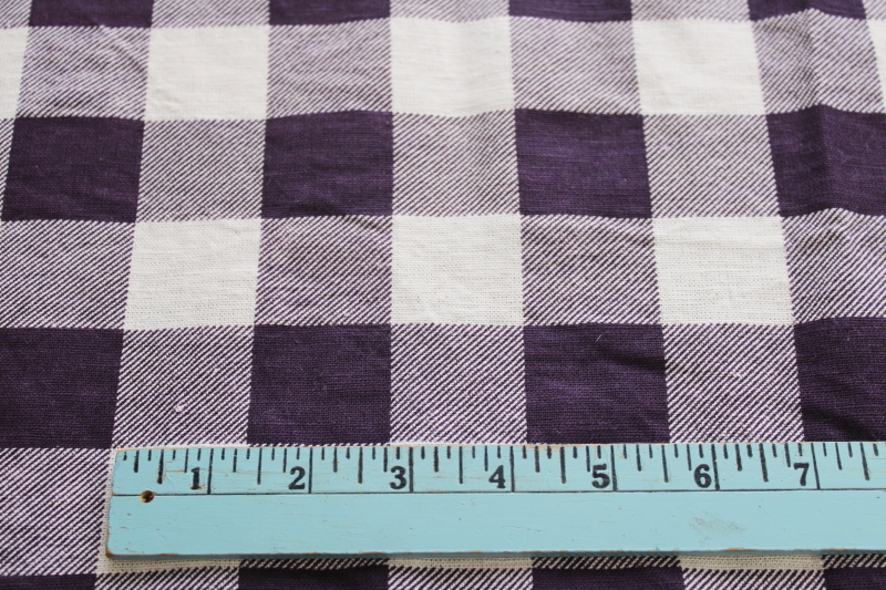 photo of violet purple gingham checked tablecloths & napkins, vintage farmhouse style cotton table linens  #3