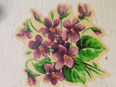 photo of violets wood wall bracket pocket, vintage pink paint #3